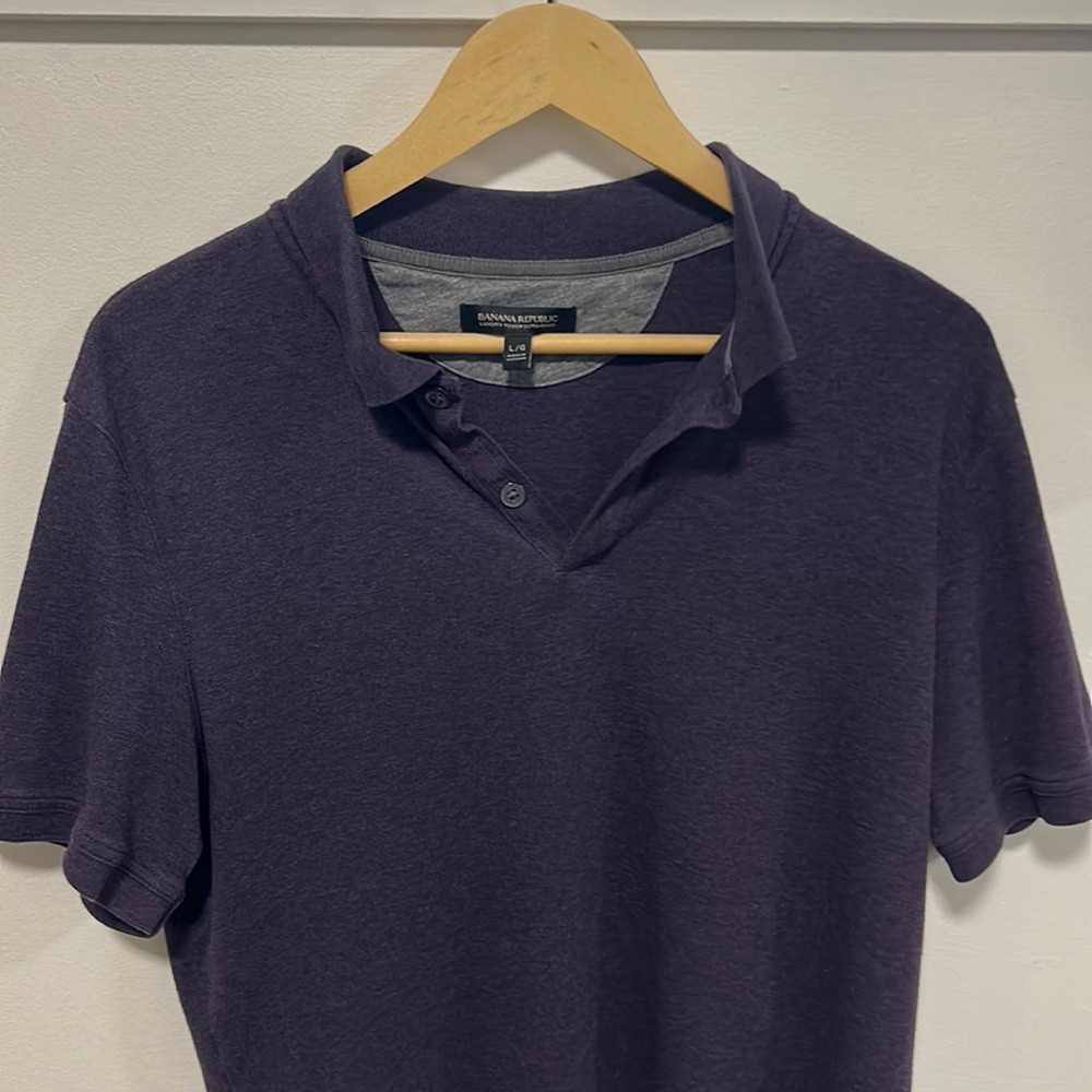 Banana Republic purple polo.  Size US L mens.  Gently worn.  No filter.